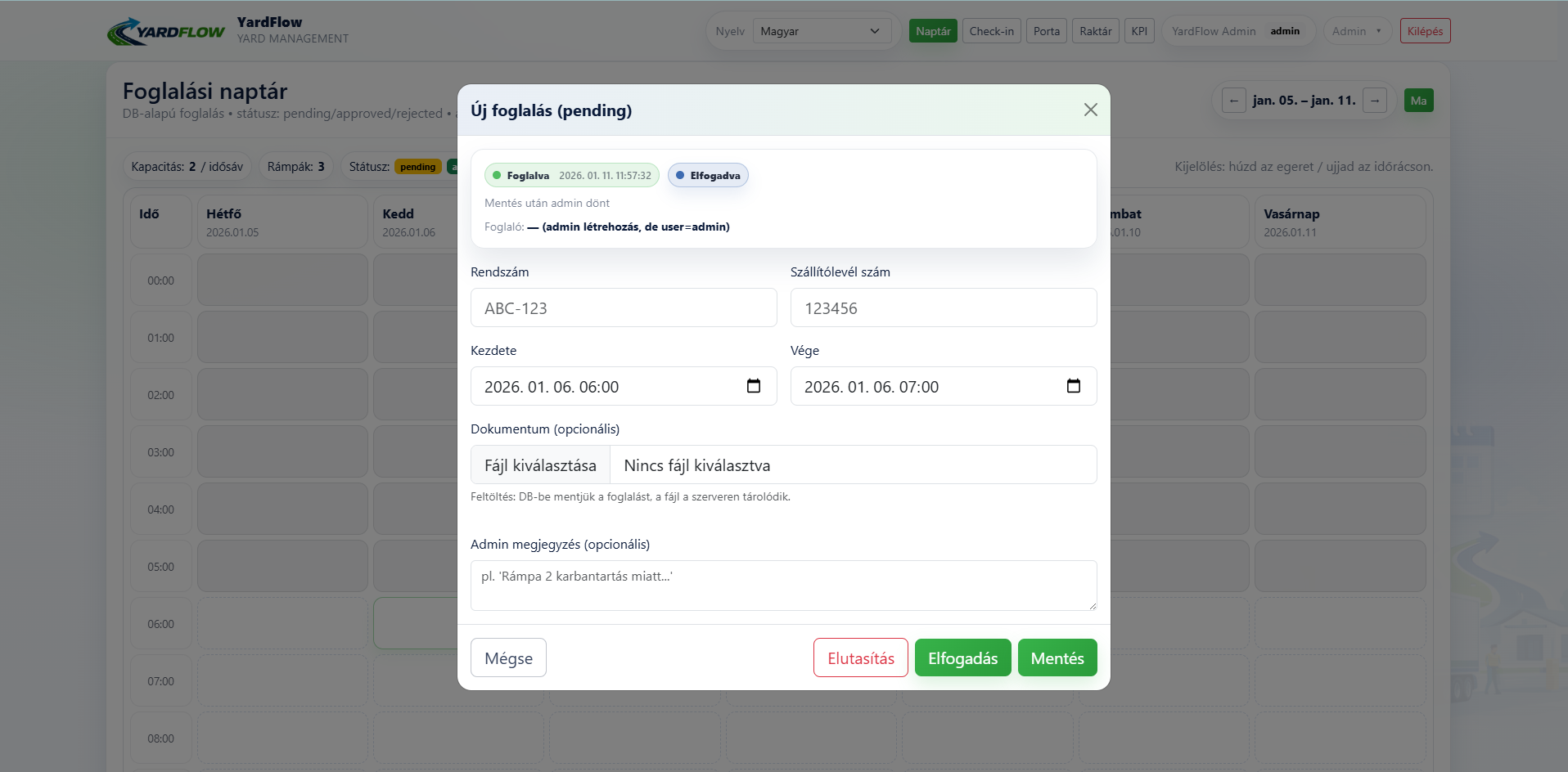 Foglalás részletei